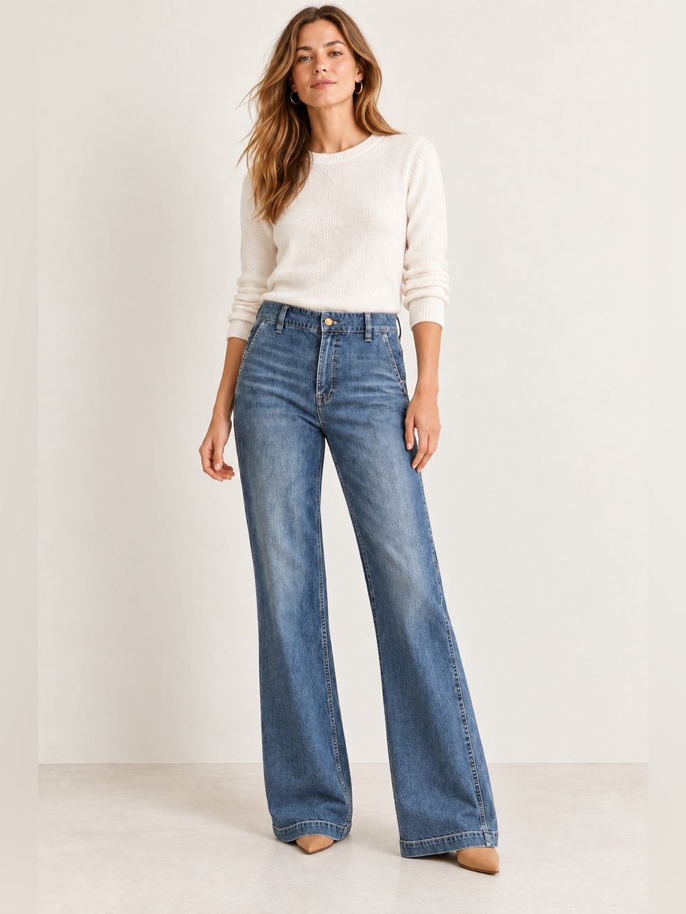 J.Crew Wide Leg Trouser Jeans Size 32 High Rise Blue Denim Minimalist Preppy